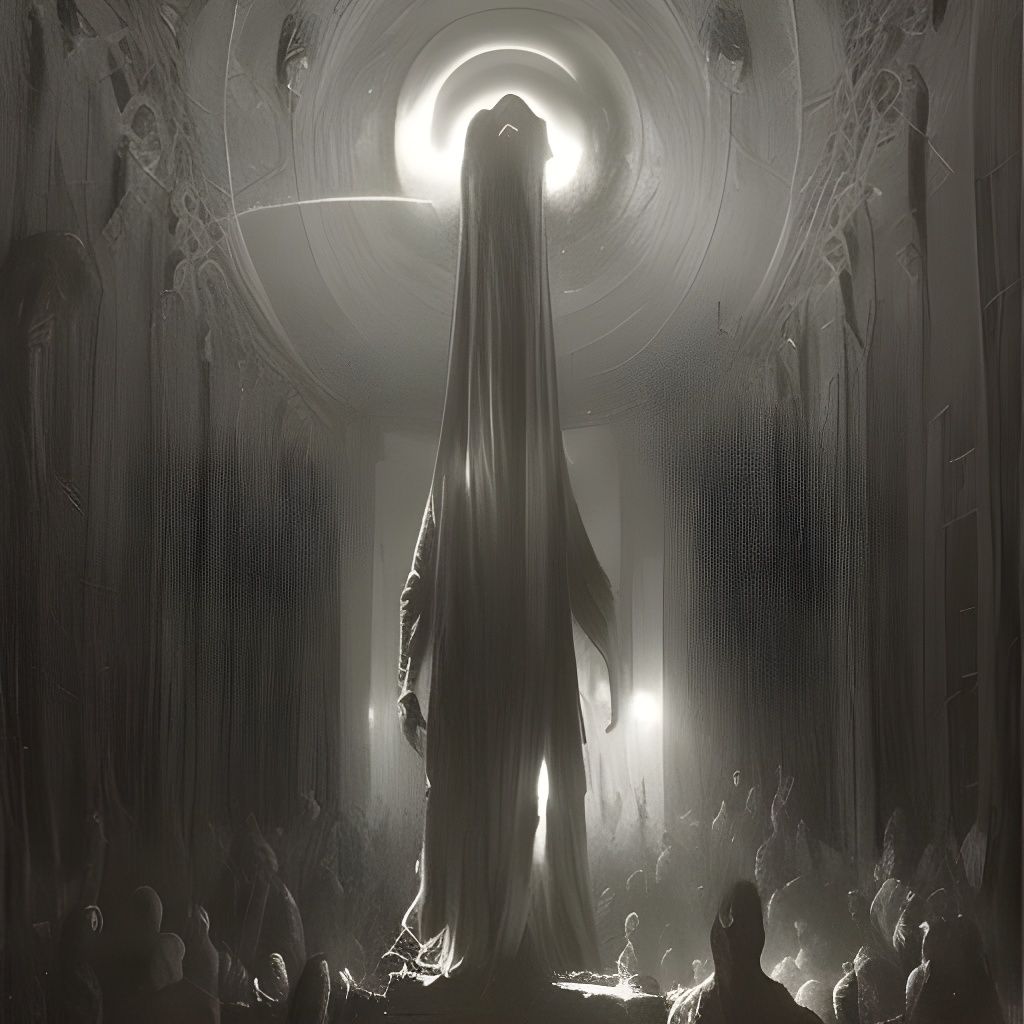 The Tall Man with Silver Orbs, Horror Art