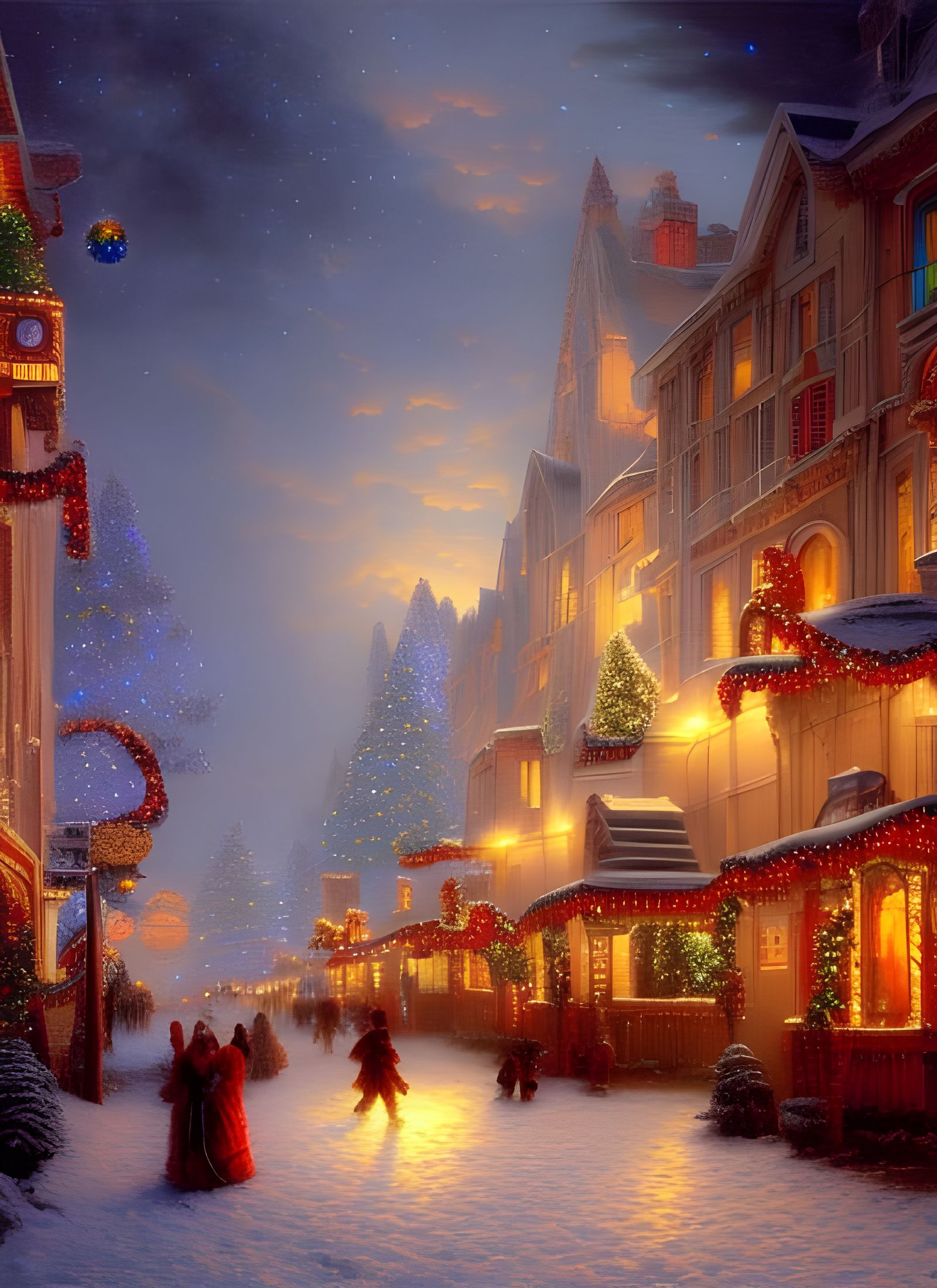 Cozy Christmas Dreamscape in Digital Painting Style