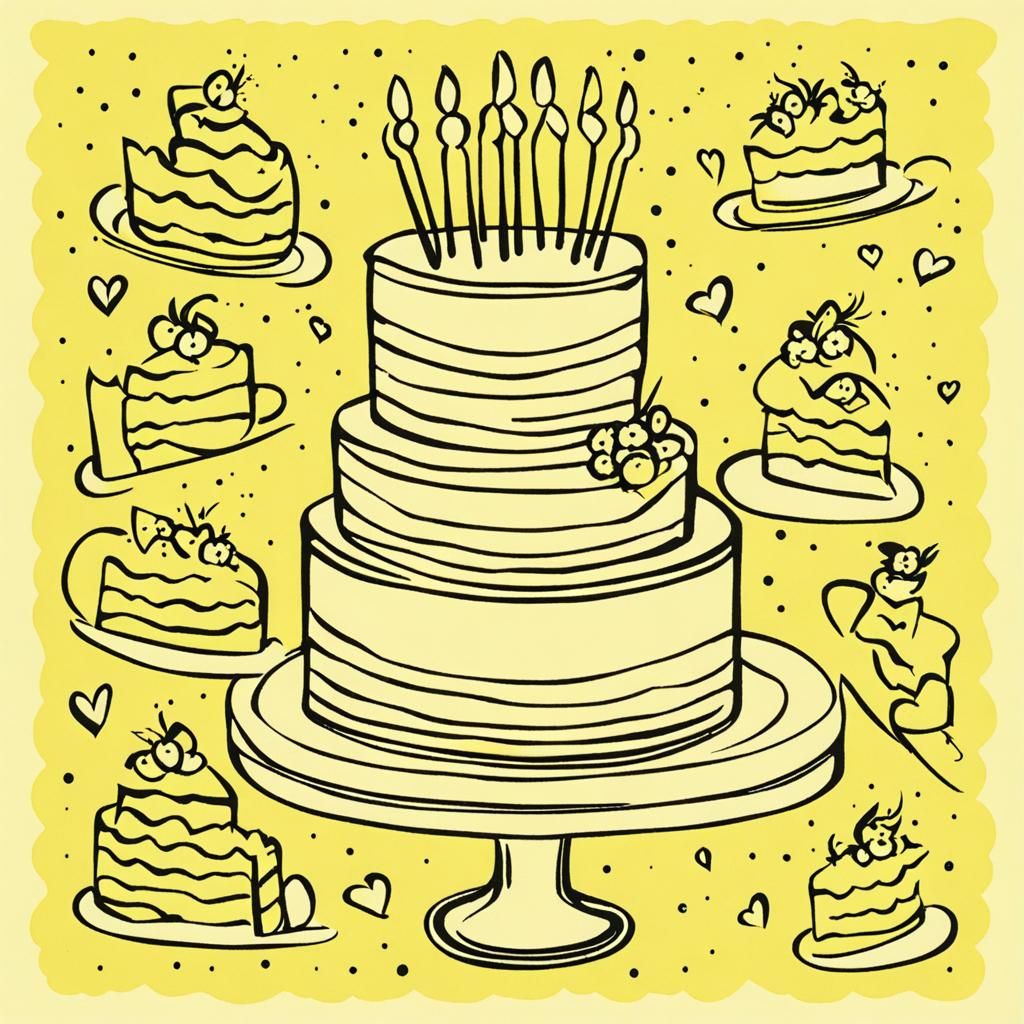 Stylized Cake Screen Print Art