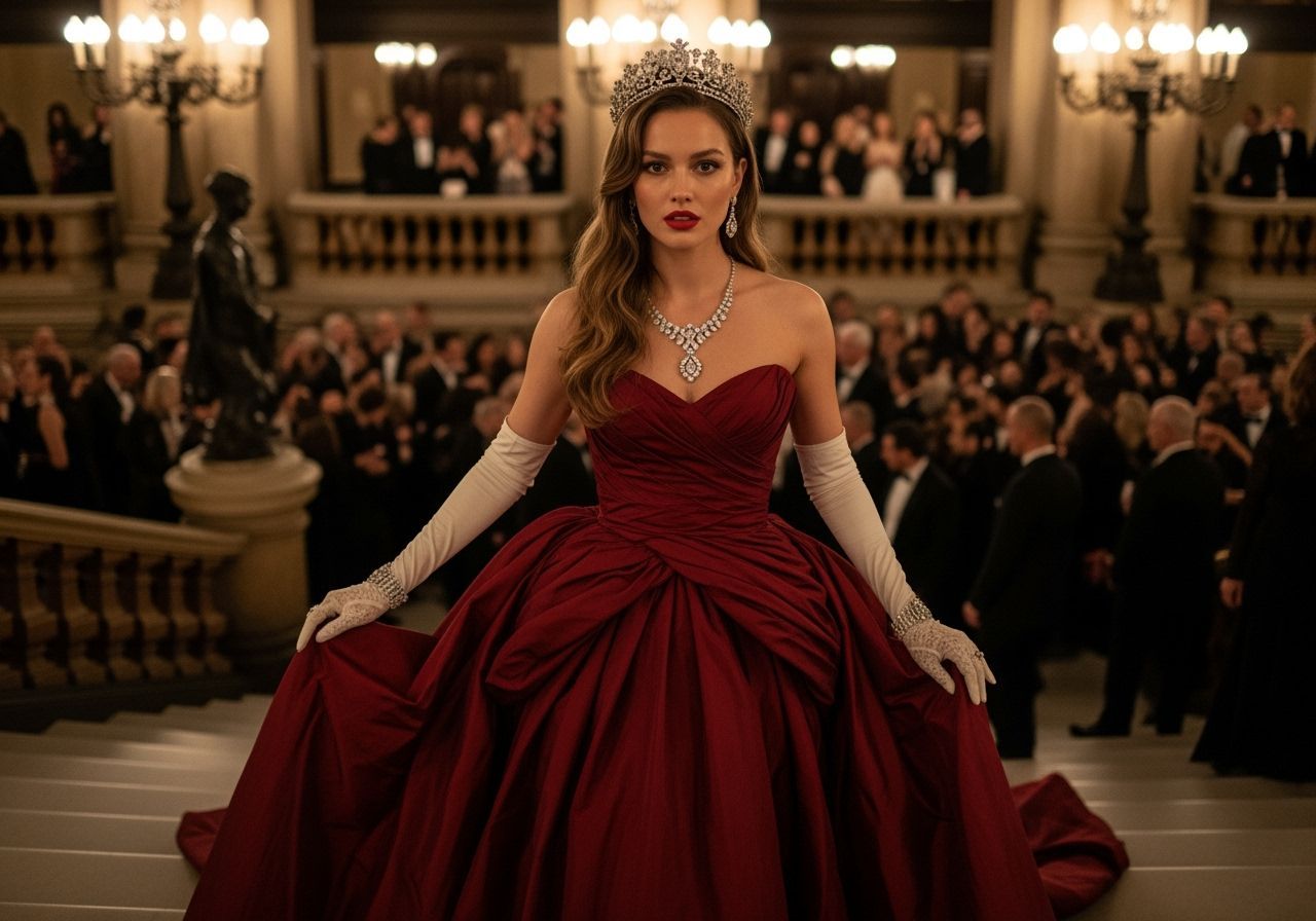 Countess in Red Gown at Opéra Garnier