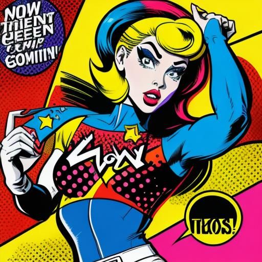 Pop Art Portrait with Comic Book Graphics