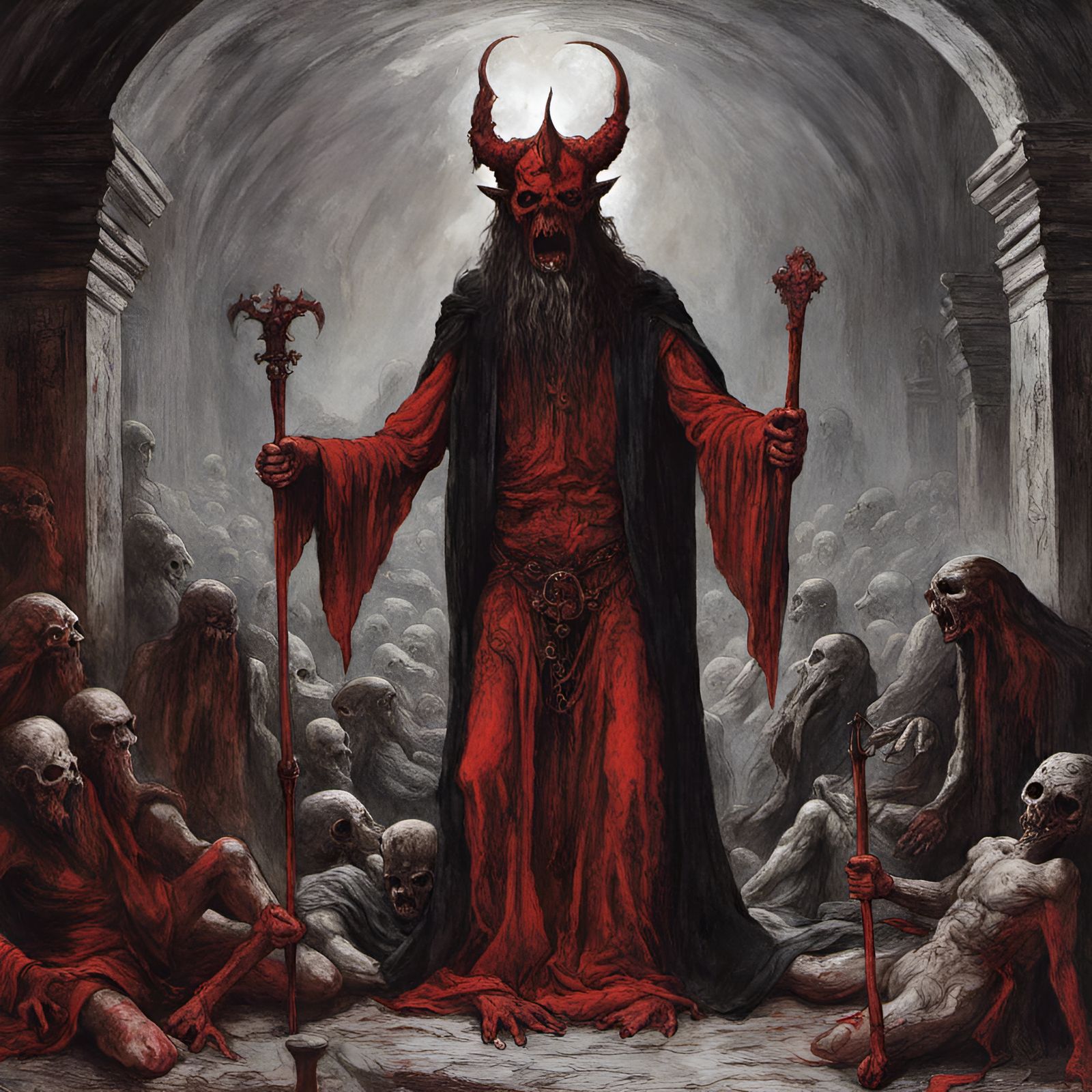 Belphegor in Hell with Celtic Patterns and Mystic Fog