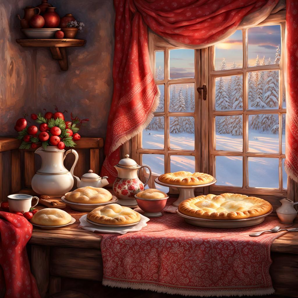 Winter Warmth: Rosy Pies by the Russian Stove