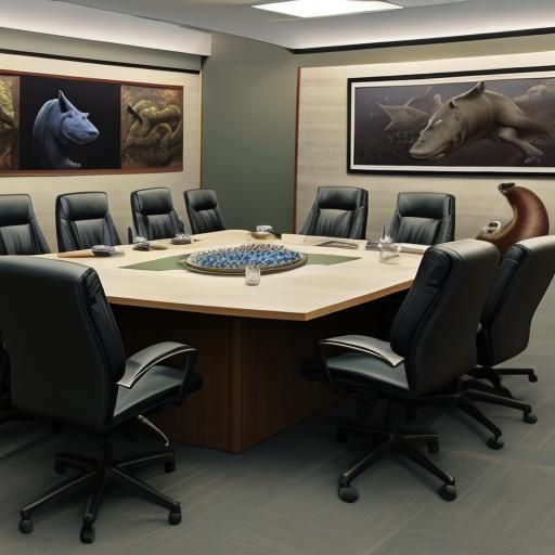 Anthropomorphic Animals Hold Boardroom Meeting
