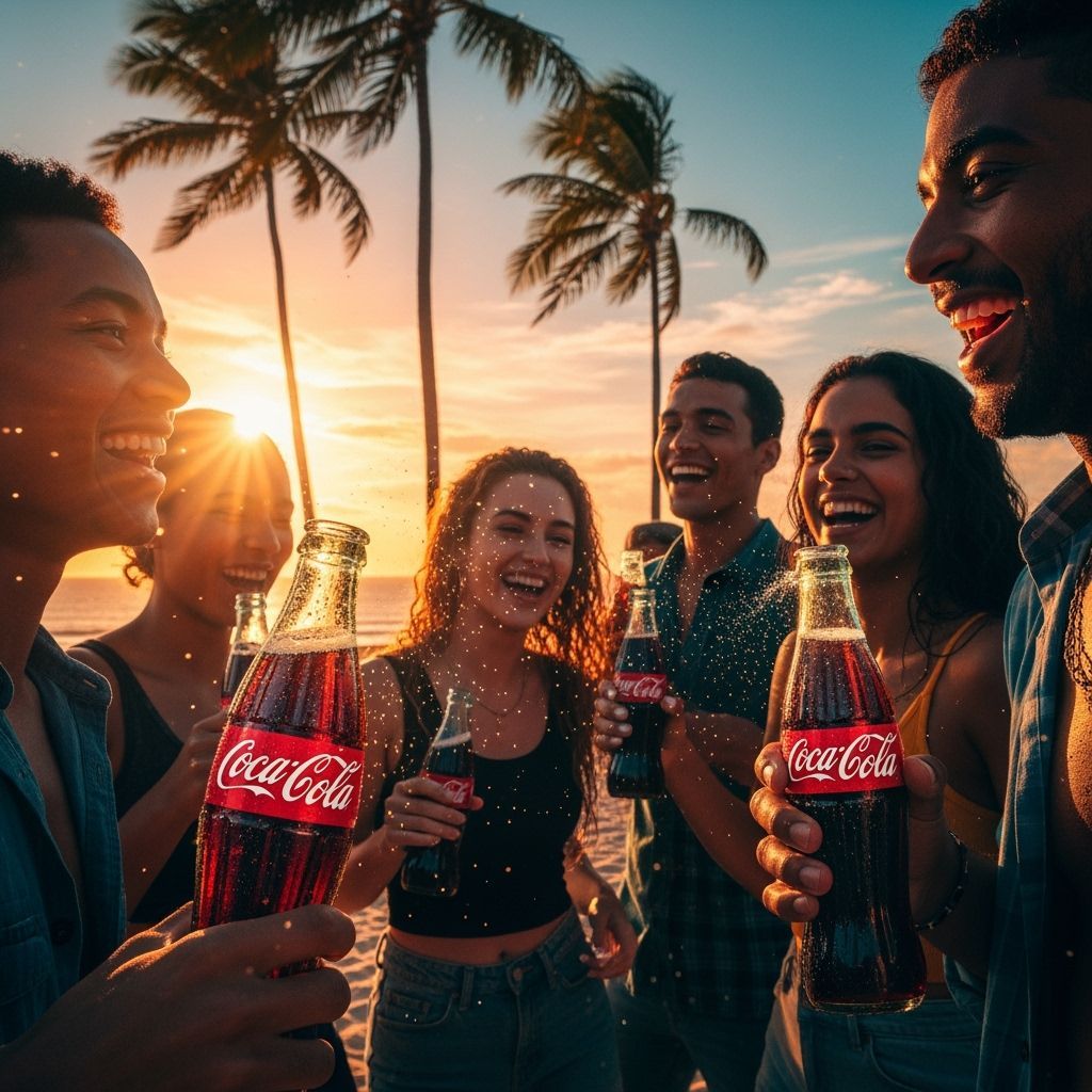 Coca-Cola Beach Party at Golden Hour: Cinematic Style