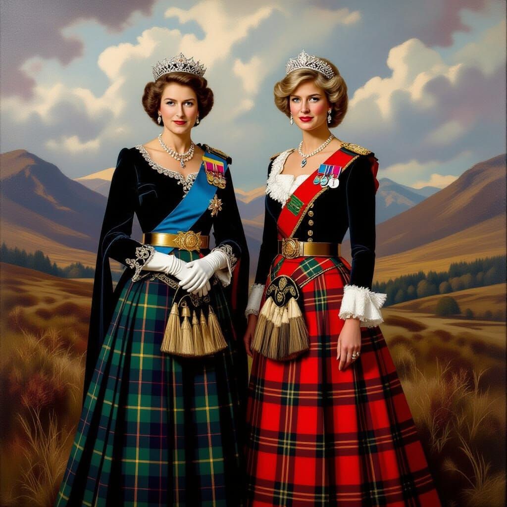 Royal Scottish Portrait: Queen Elizabeth and Princess Diana ...