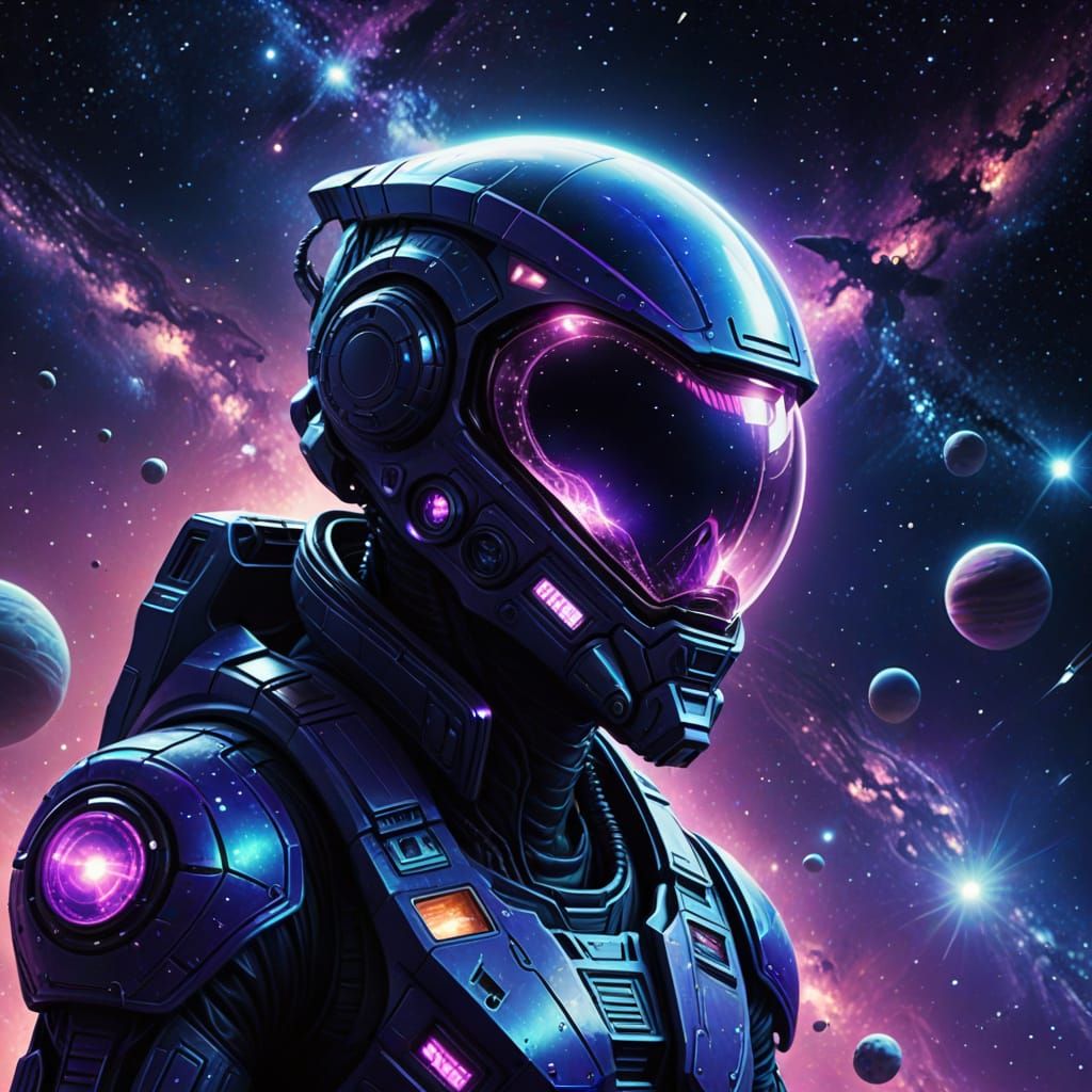 Alien in Space: Vibrant Sci-Fi Digital Art