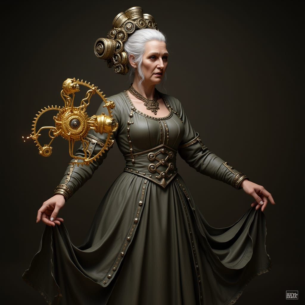 Steampunk Sorceress with Golden Cog Engine