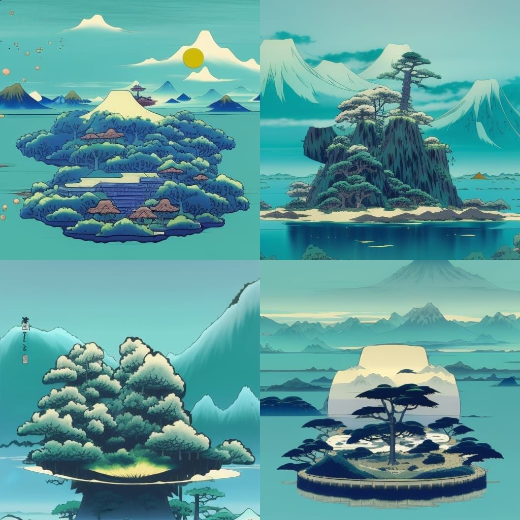 Floating Islands Landscape in Manga Style