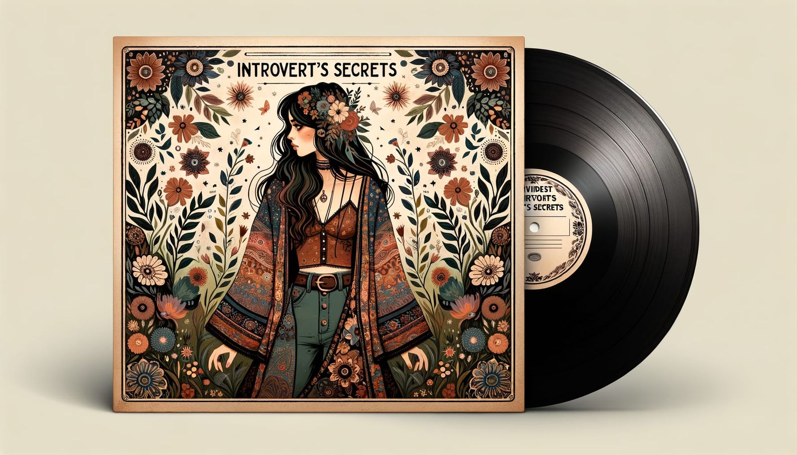 Album Cover: Introvert's Secrets, Boho-Style Vinyl Art