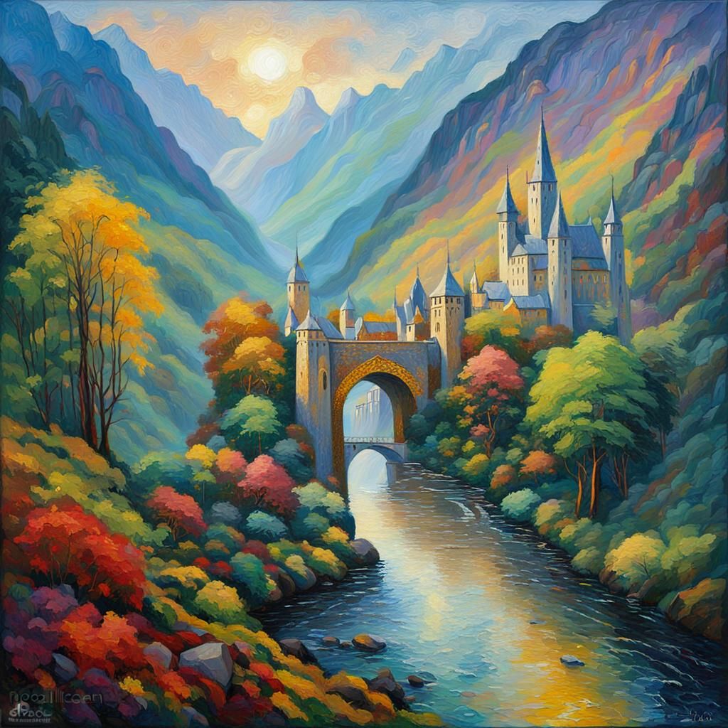 Rivendell in Neo-Impressionistic Expressionist Style