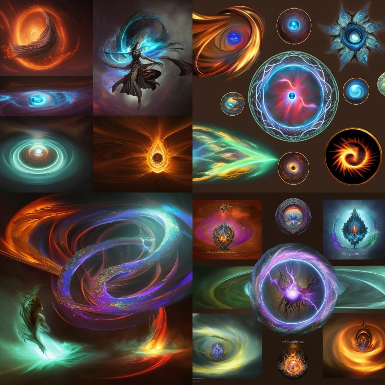 Elemental Vortexes with Demonic Sigils in Digital Art