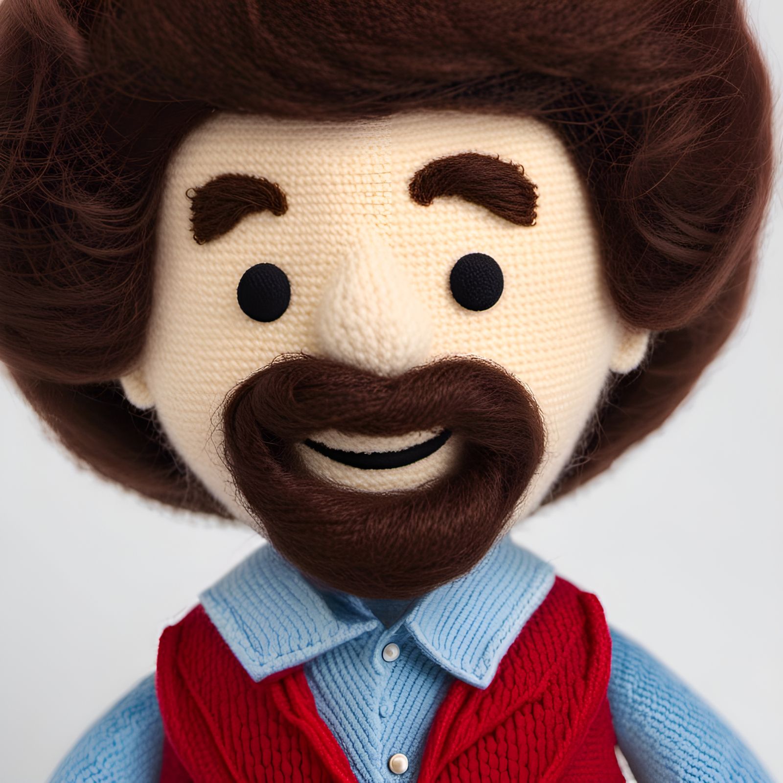 Bob Ross Wool Doll Close-Up