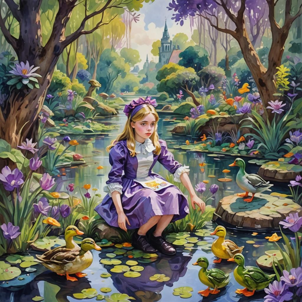 Alice in Wonkaland: Gouache and Watercolor Masterpiece