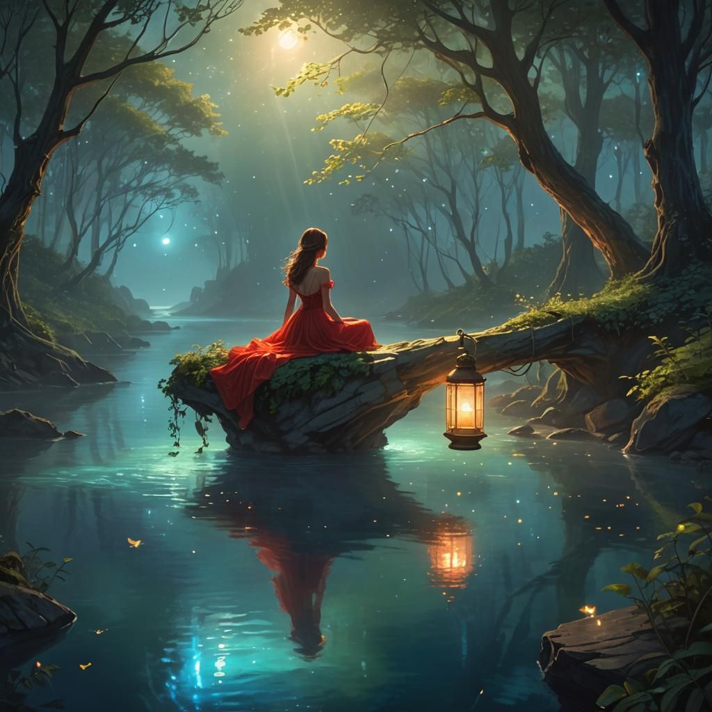 Luminous Ocean Fantasy: Digital Art with Dreamy Accents