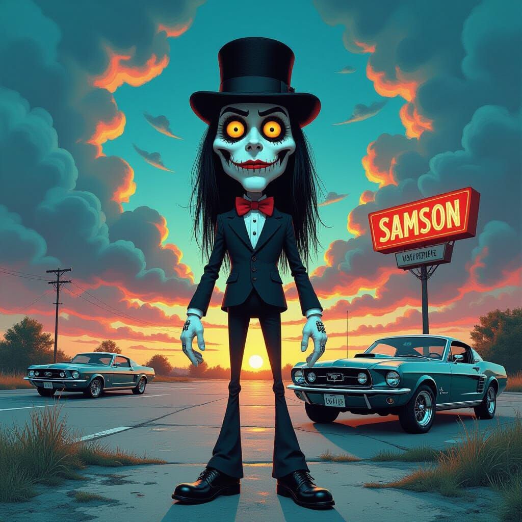 Whimsical Droog Character in Surreal Landscape