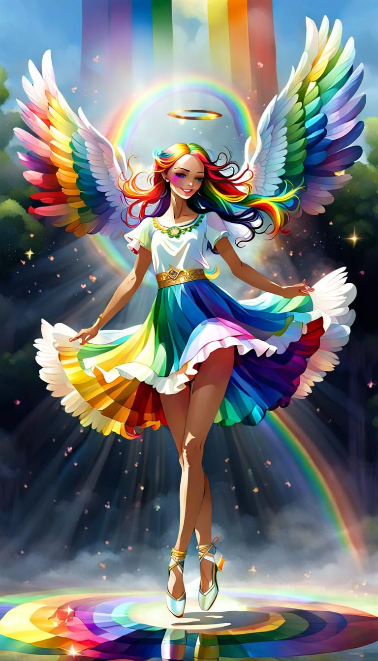 Rainbow Angel Girl Dancing