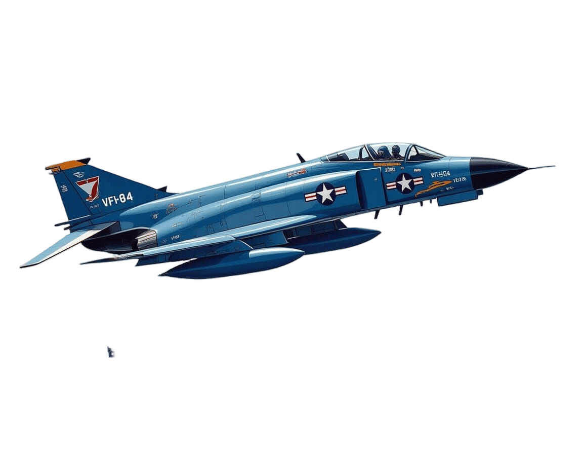 F-4S Phantom II Cruises Above Aircraft Carrier