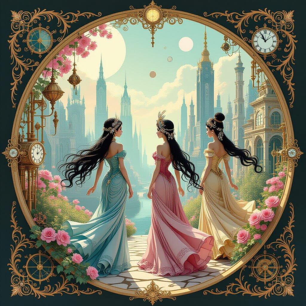 Miniature World Fusion of Art Nouveau and Steampunk