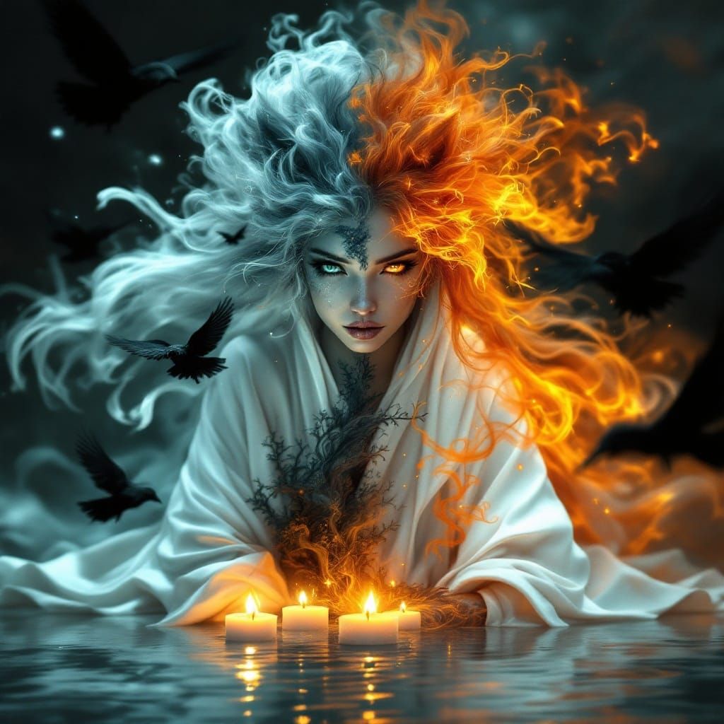 Ethereal Warrior Goddess in Cosmic Form