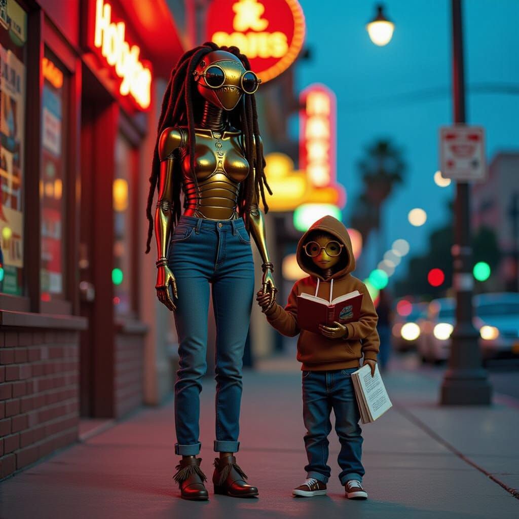 Humanoid Roach Family on Hollywood Blvd