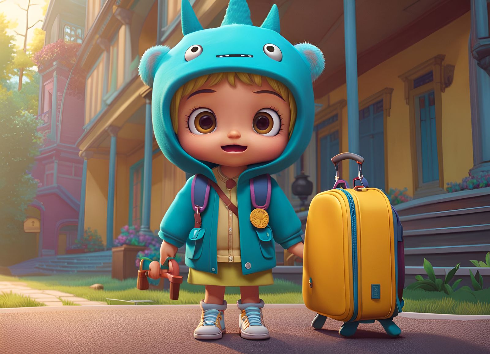 Cute Monster's First Day: Whimsical Fantasy Art