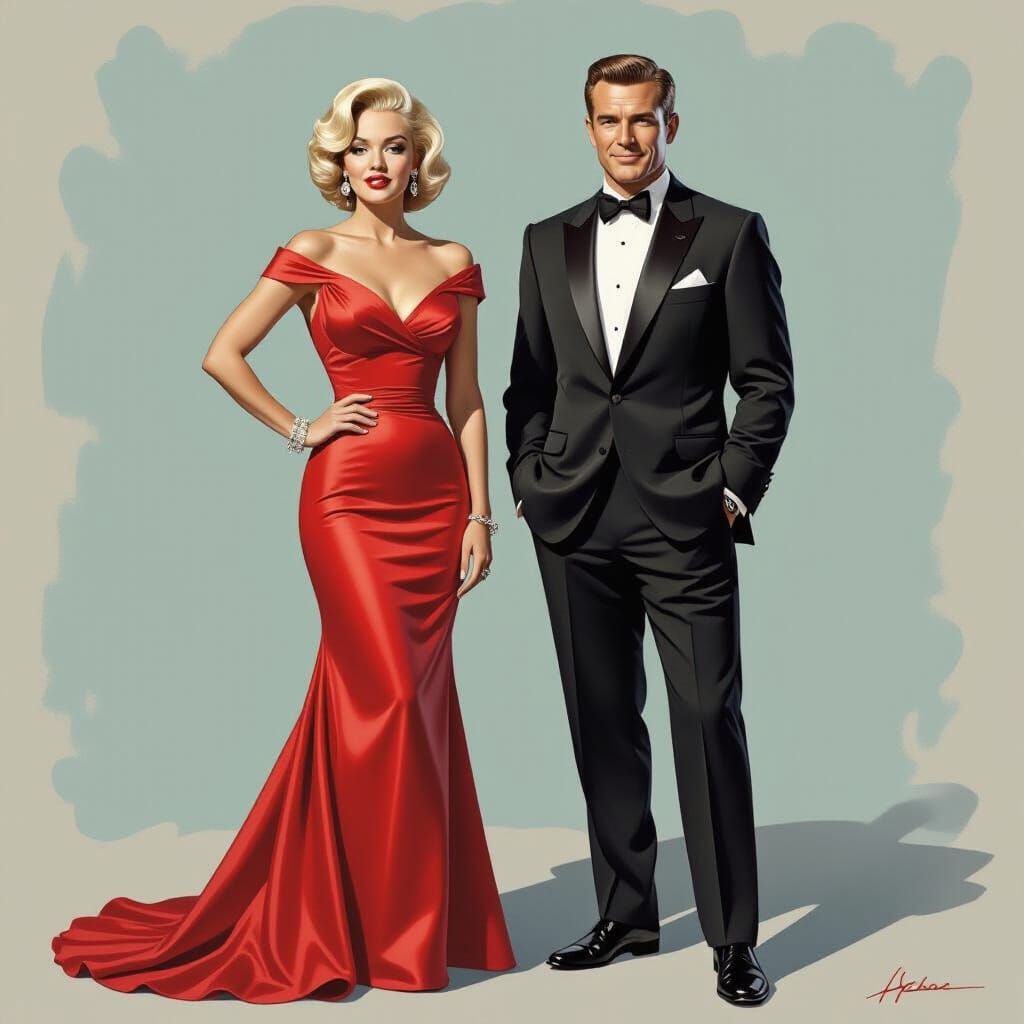 Marilyn, Bond, and JFK in 1960s Pop Art Style