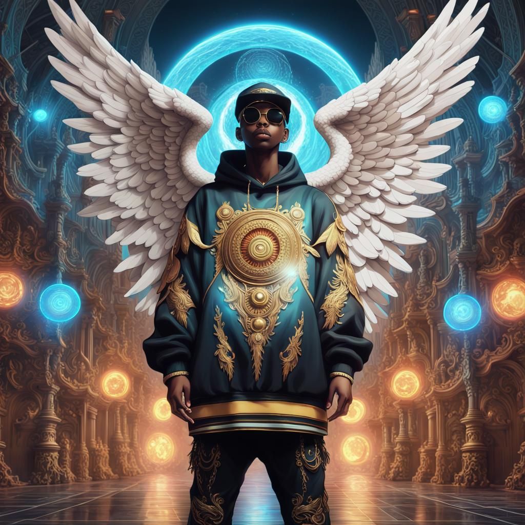 Anime Angel with Orbs and Hip Hop Style
