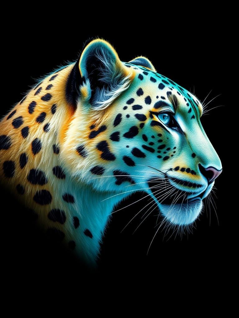 Majestic Snow Leopard in Vibrant, Hyperrealistic 3D Render