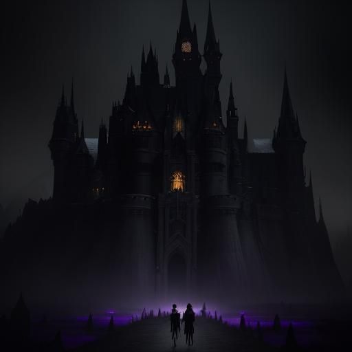 Gothic Women with Castle in Dark Fantasy Art