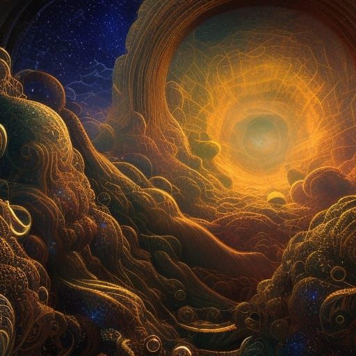 Jewel Moonscape at Night: Detailed Digital Illustration