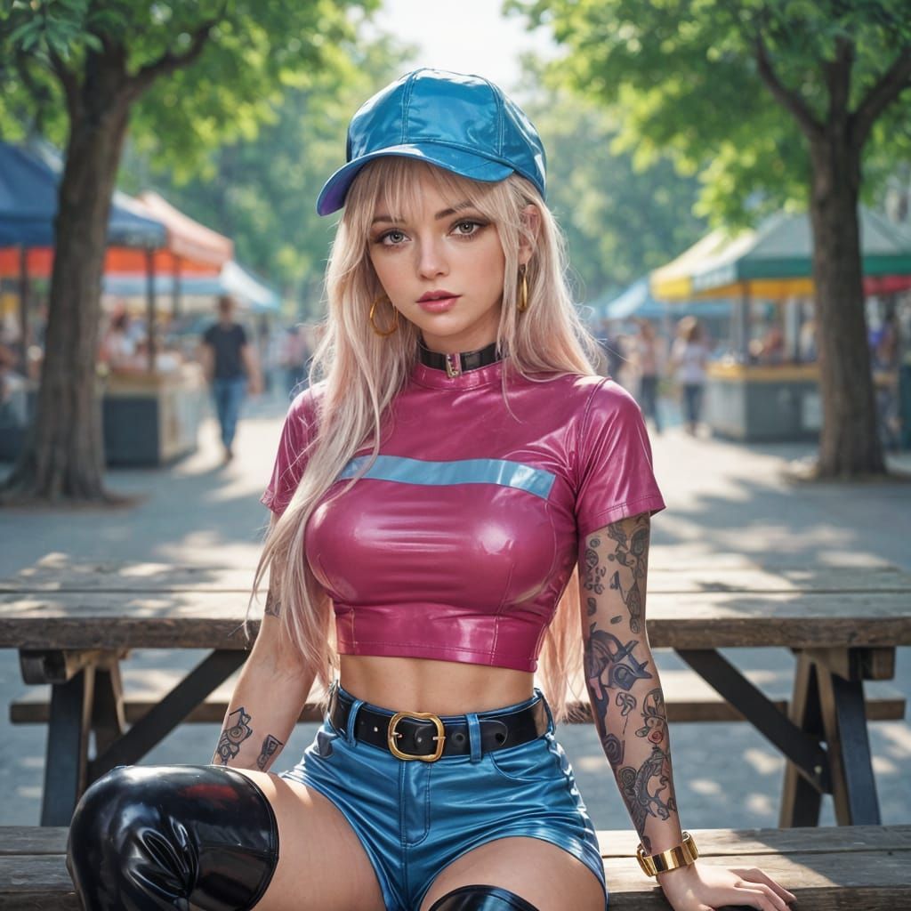 Manga Style Girl in Latex Outfit