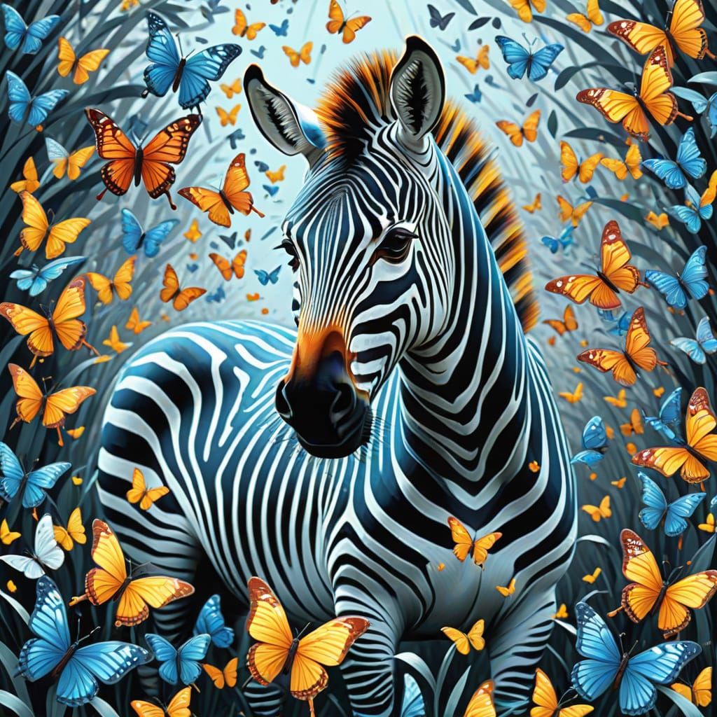 Zebra Fractal Butterfly Optical Illusion
