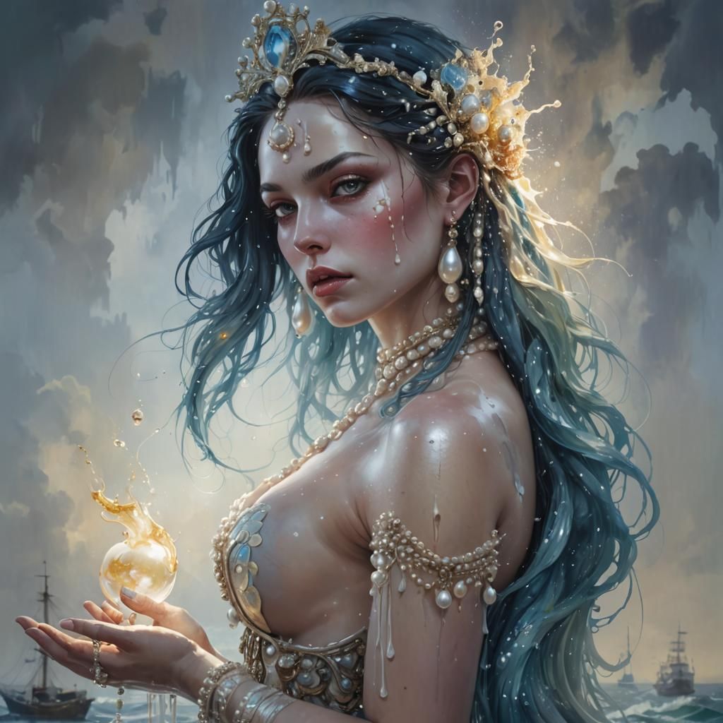 A bustling sea port in 1700's and a Pearl Goddess.