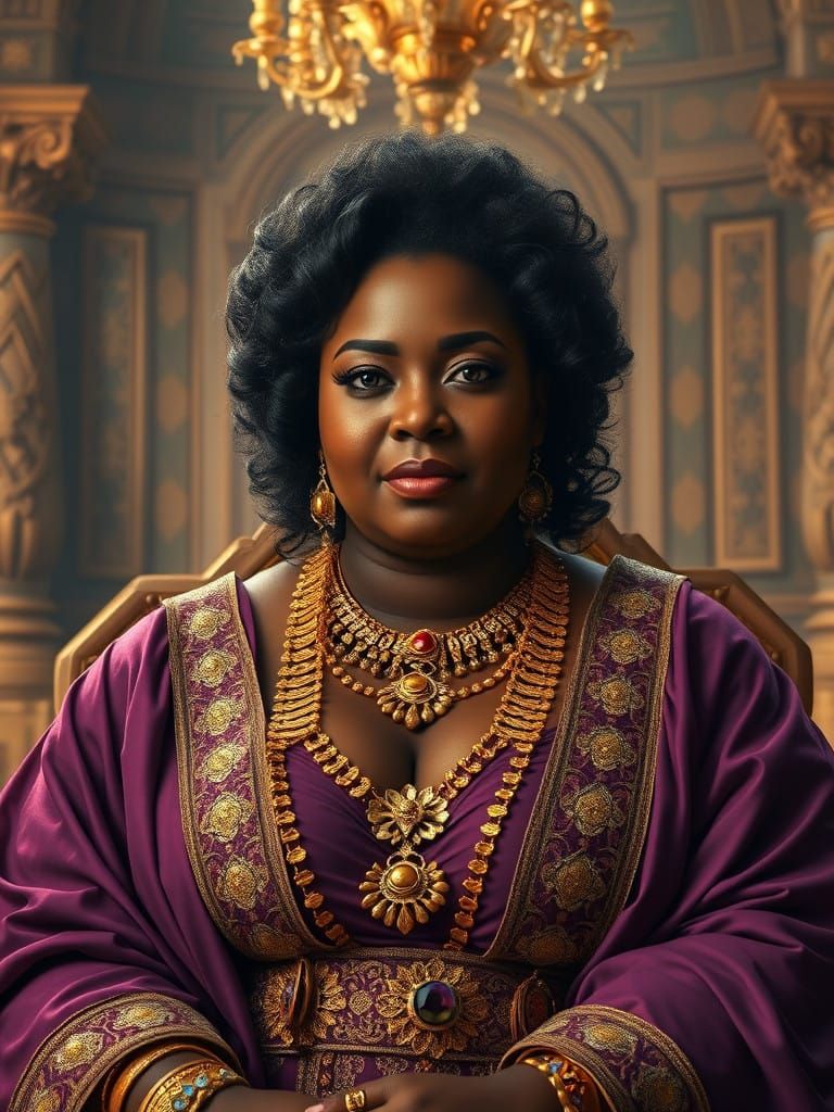 Regal Afrocentric Woman in Lavish Renaissance-Inspired Setti...