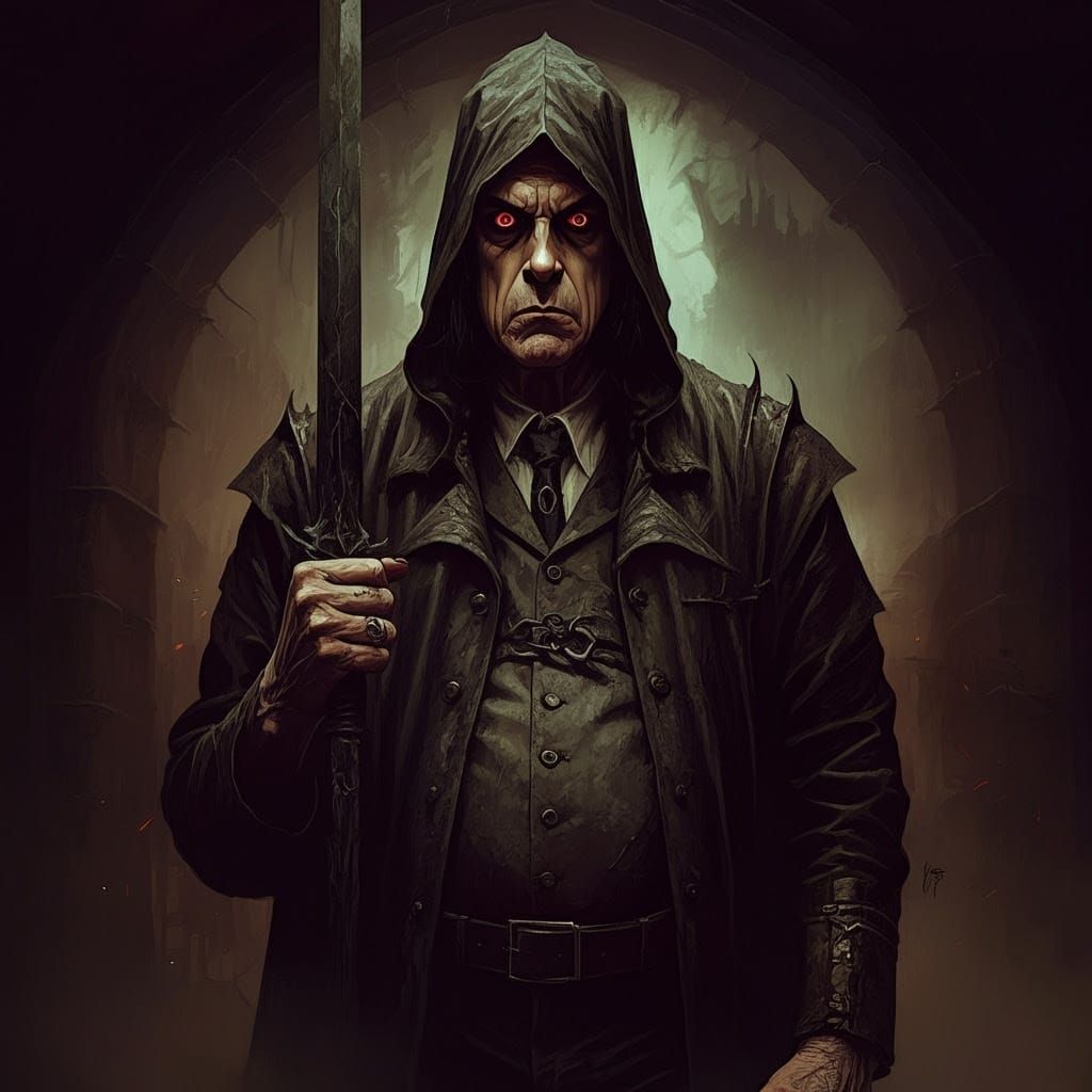 Grimdark Fantasy Illustration in Dark Gothic Style