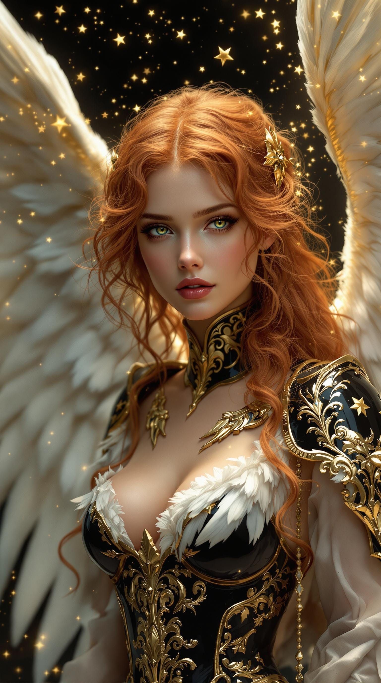 Ethereal Pre Raphaelite Angel with Vibrant Wings and Golden ...