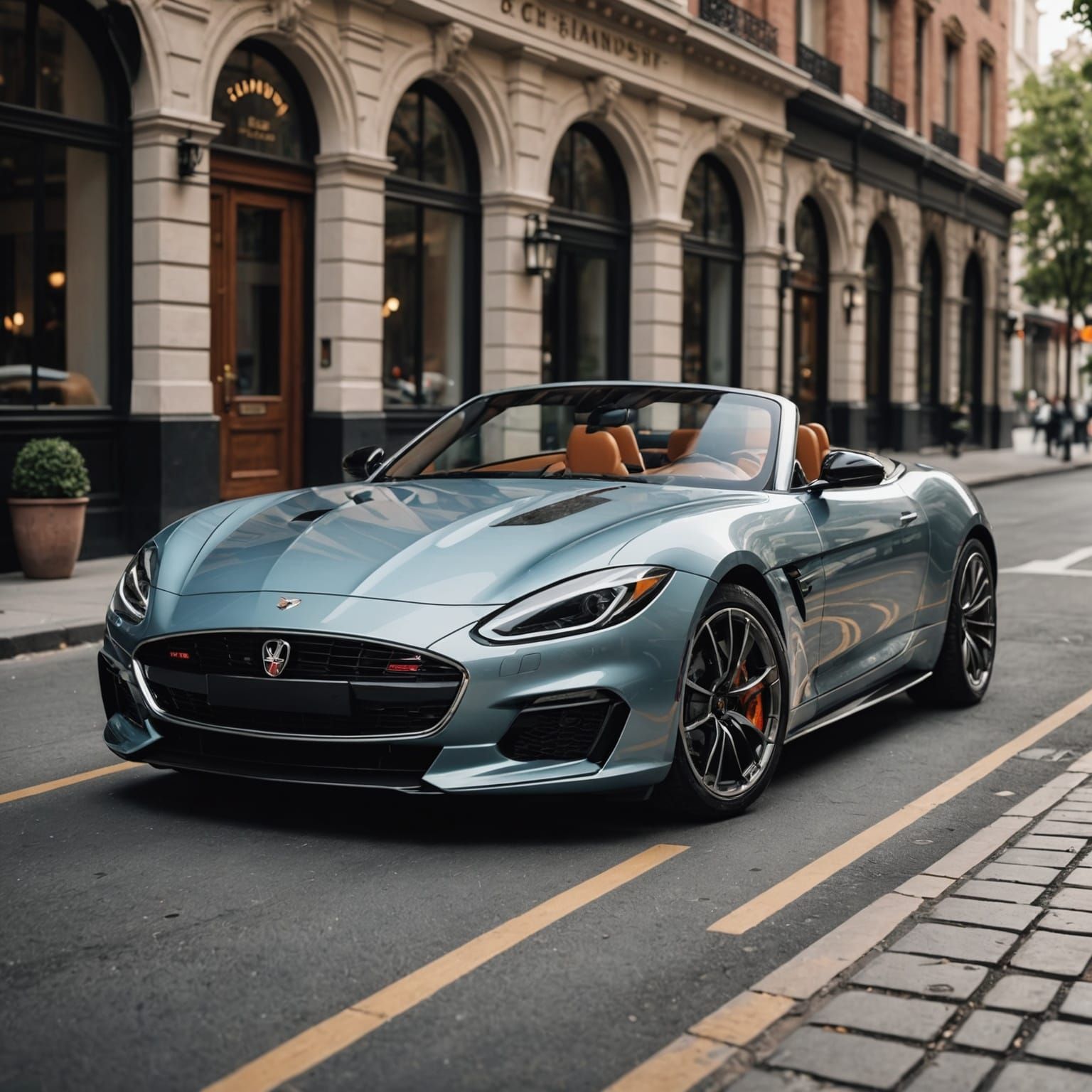 Luxurious Roadster Convertible Sports Car with Chrome Rims