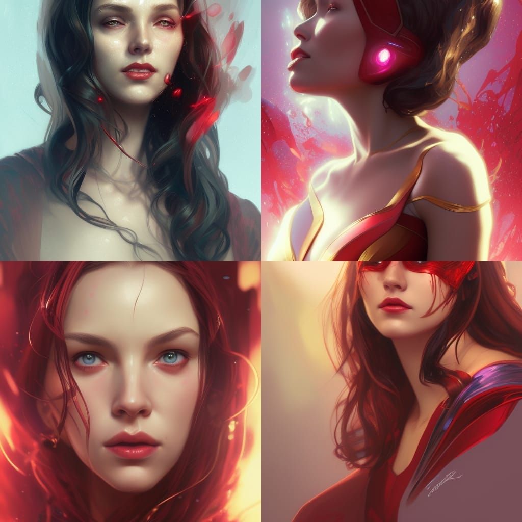 Scarlet Witch Portrait in Hyperdetailed Style