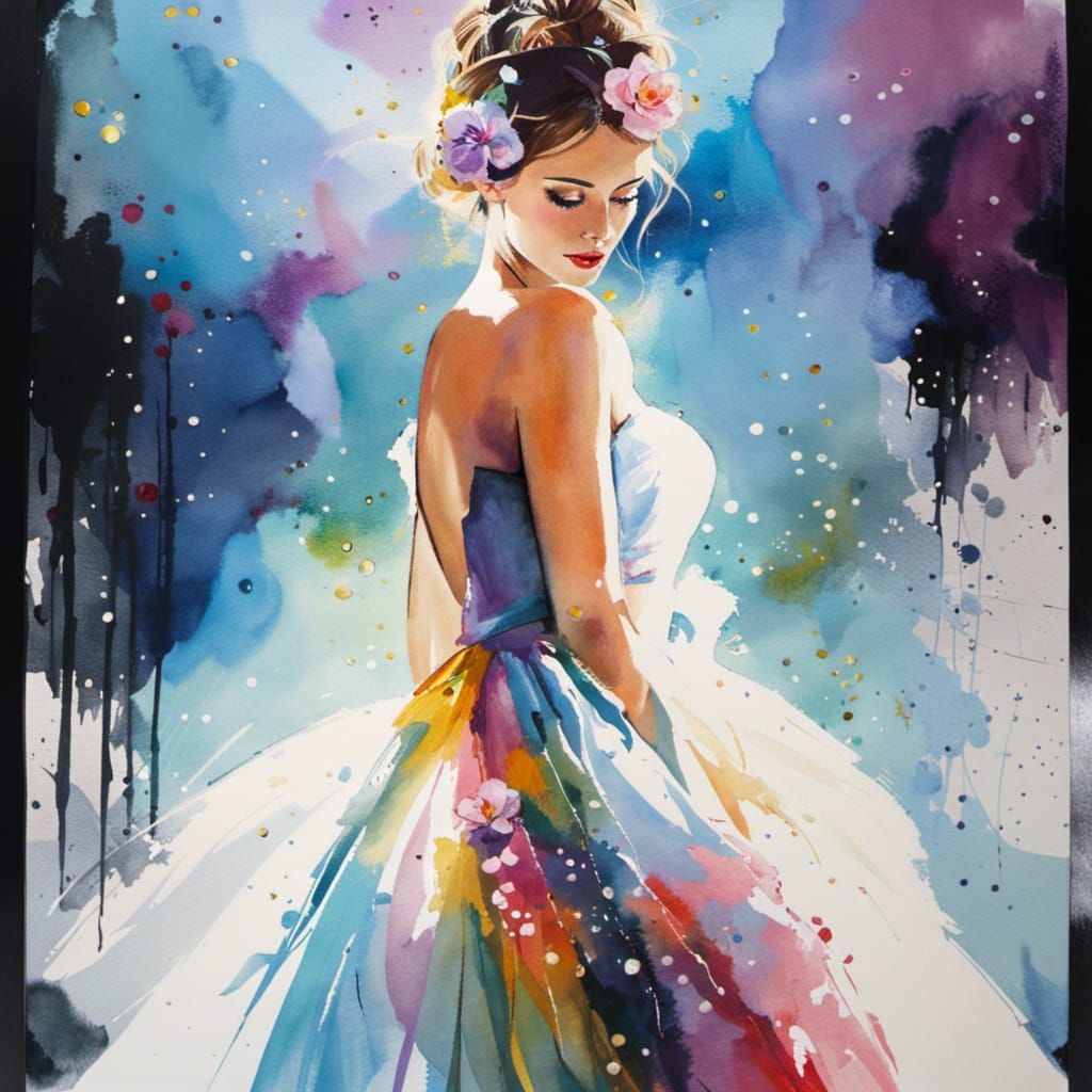 Glowing Princess in Watercolor Art