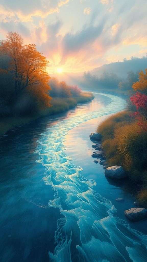 Timeless River Landscape in Surreal Style