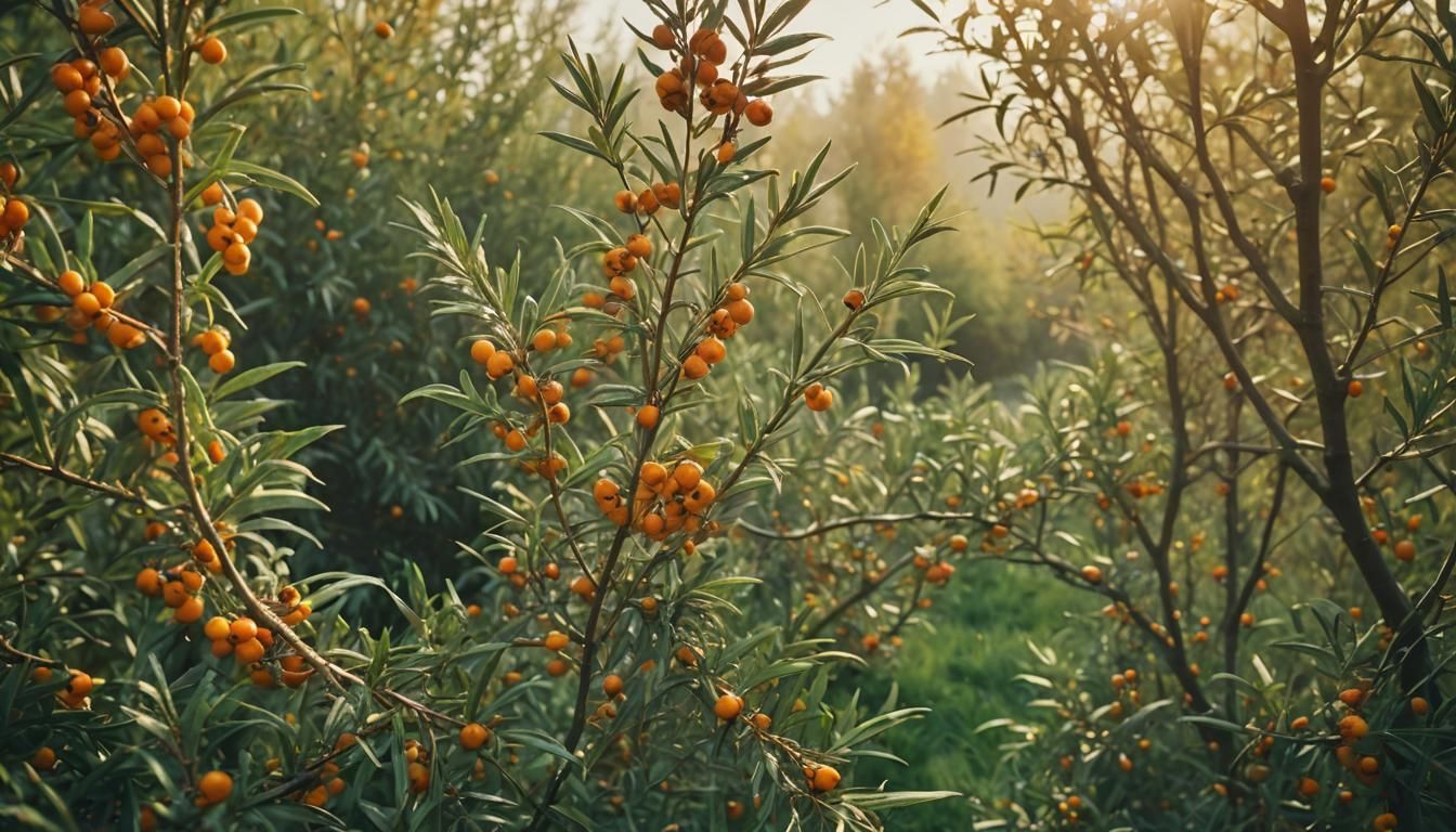 Cinematic Sea Buckthorn and Willow Hedge