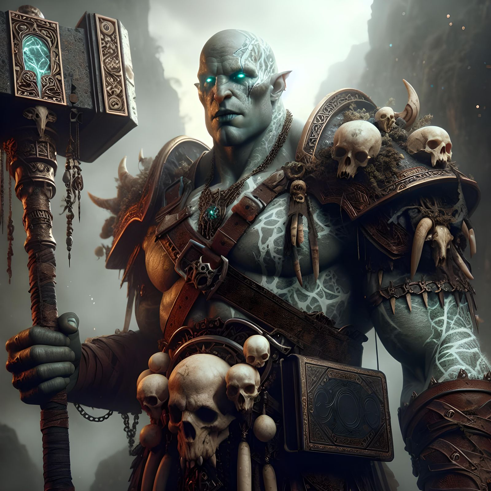 Epic Goliath Paladin with Warhammer as Matte Painting