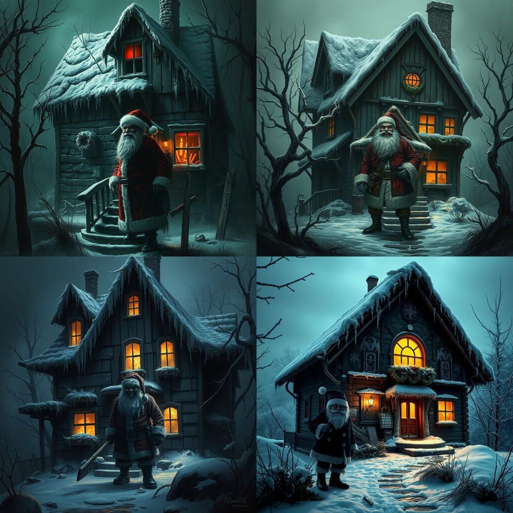 Creepy Santa at Abandoned Christmas Treehouse