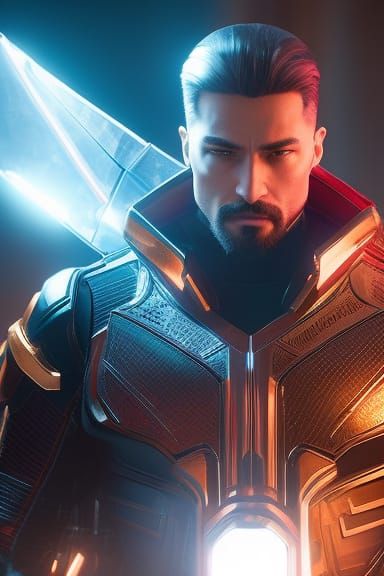 Man in Red Coat at Night: Digital Art