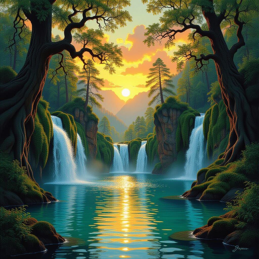 Hidden Valley Sunset: Landscape Painting