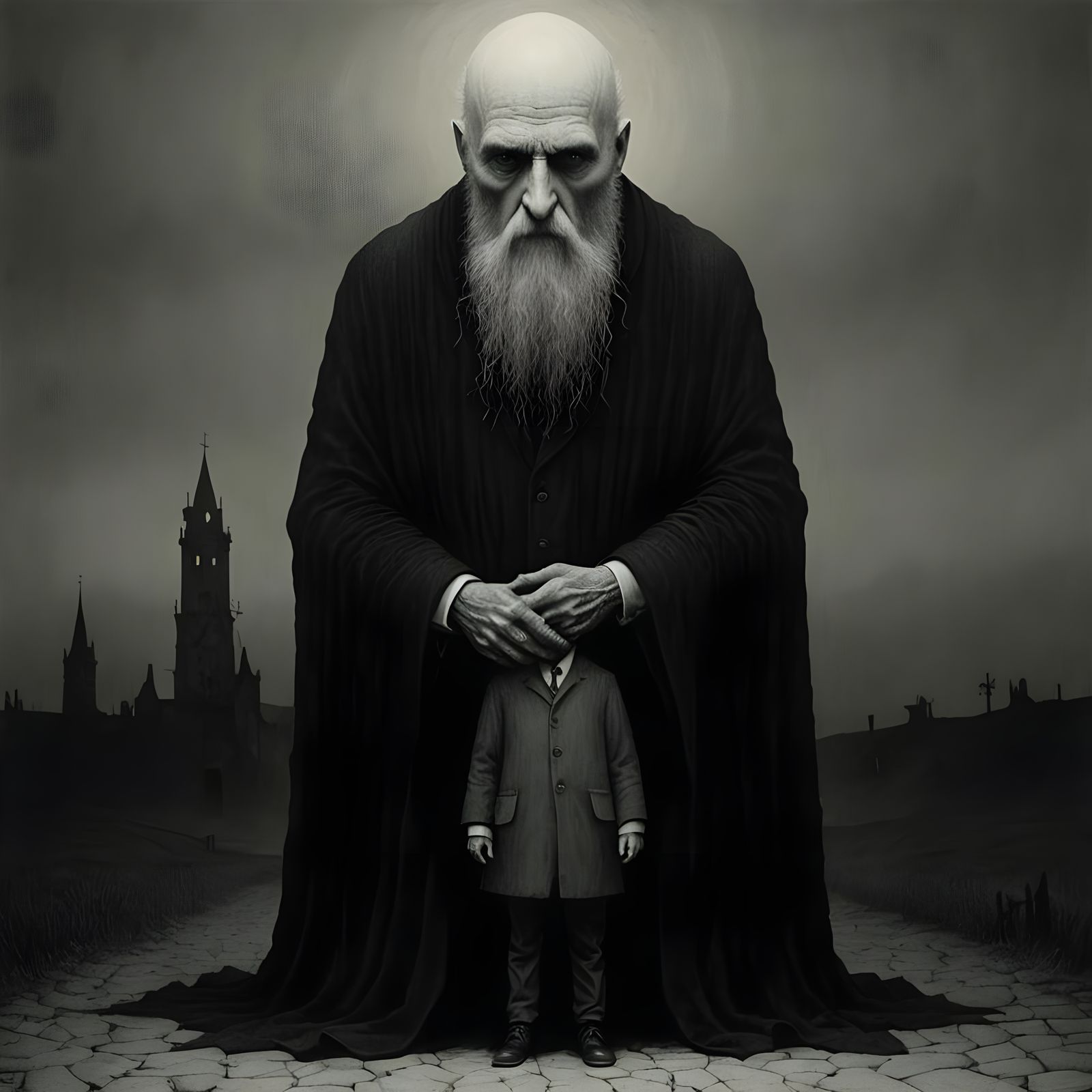 Dark Surreal Horror Scene in Gothic Style