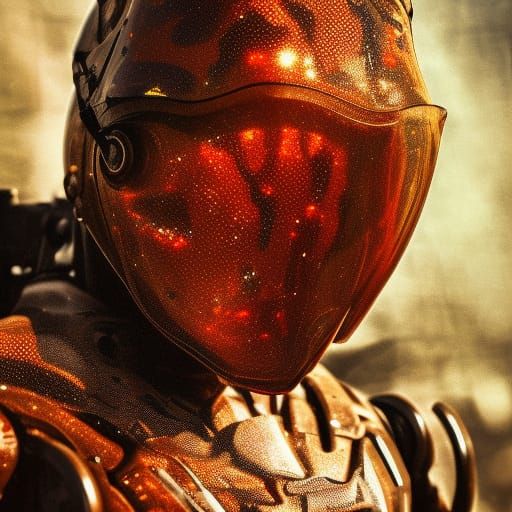 Camo Mech Suit Portrait in Cyberpunk Style