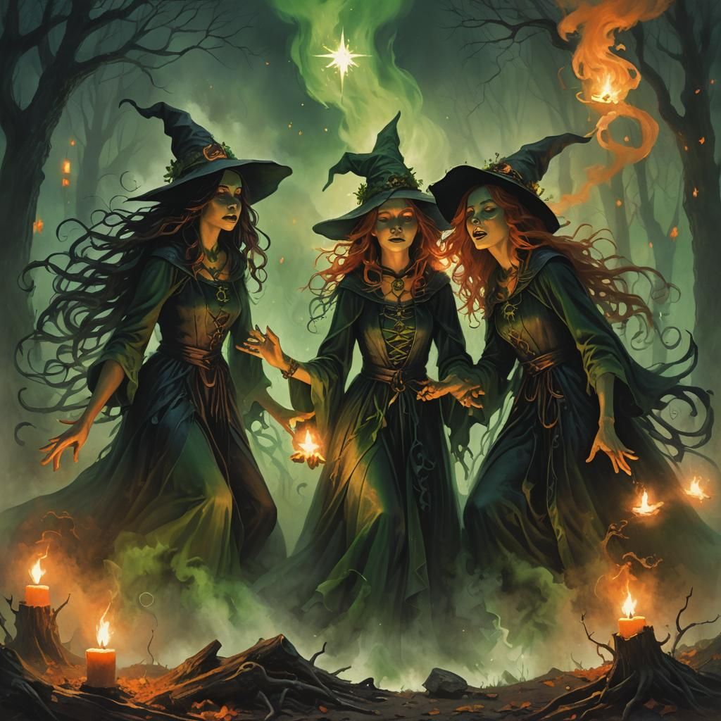 Mystical Witches Ritual in Dark Fantasy Style