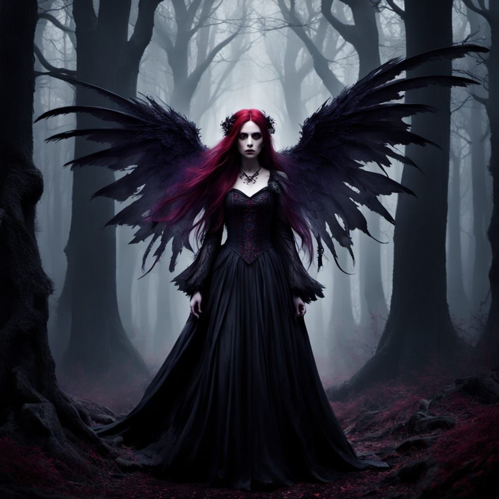 Gothic Fantasy Maiden in Mystical Forest